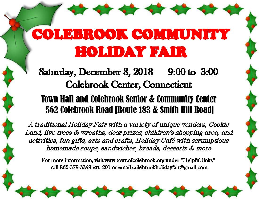 Holiday Fair Town of Colebrook, Connecticut