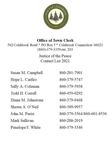 Justice of the Peace Contact List 2021